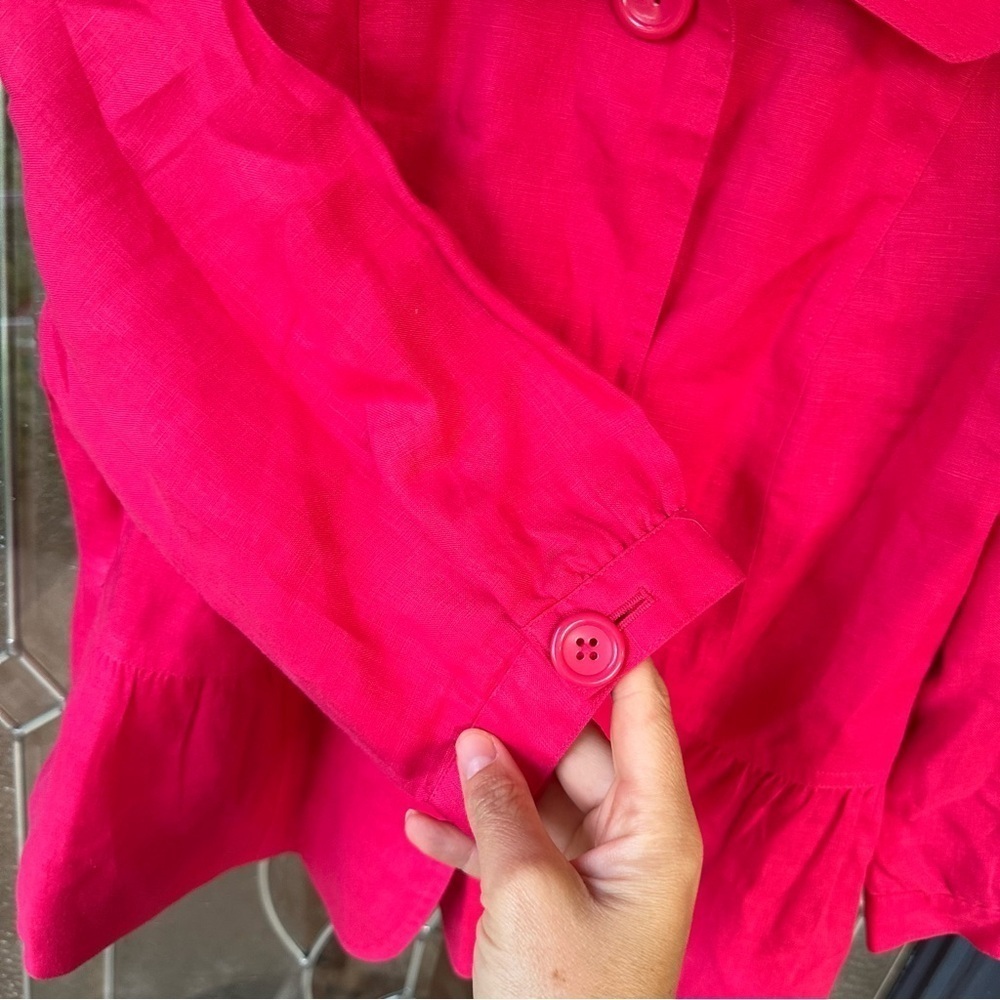 Kim Rogers Size 12 Cropped Peplum 3/4 Length Sleeves Button Up Jacket linen - Picture 5 of 7